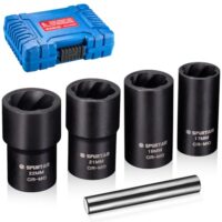 Spurtar 5 Stück Steckschlüsselsatz, Special Schraubenausdreher zum Entfernen von Schraubenmuttern für beschädigte, verrostete, abgerundete Schrauben, Muttern 17MM, 19MM, 21MM, 22MM