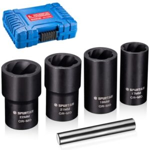 Spurtar 5 Stück Steckschlüsselsatz, Special Schraubenausdreher zum Entfernen von Schraubenmuttern für beschädigte, verrostete, abgerundete Schrauben, Muttern 17MM, 19MM, 21MM, 22MM