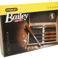 5-teiliges Stanley Bailey Stechbeitel Set mit Beitelbreiten von 6/10/15/20/25 mm, gehärteter Stahl und Kunststoffkappe für Sicherheit