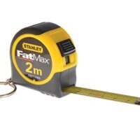 Stanley Bandmaß Fatmax mit Schlüsselring, kleines, in Profiqualität, mit Endhaken, Feststeller und automatischem Rücklauf, schlagfestes ABS Gehäuse FMHT1-33856