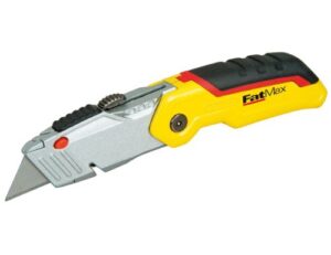 Ergonomisches Klappmesser mit einziehbarer Klinge, Bandschneider und drei Trapezklingen für Heimwerker und Handwerker