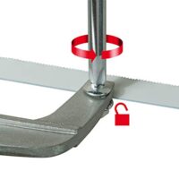 Kompaktes Metallwerkzeug für die Bearbeitung von Metall und Kunststoff, verstellbare Blattlänge bis 250 mm, feine Zahnung für hohe Präzision.