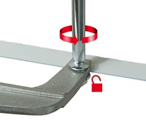 Kompaktes Metallwerkzeug für die Bearbeitung von Metall und Kunststoff, verstellbare Blattlänge bis 250 mm, feine Zahnung für hohe Präzision.