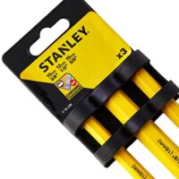 STANLEY Präzisionsflachmeißel-Set zum Bearbeiten von Fliesen mit Chrom-Vanadium Stahl, 3-teilig, Größen 10 x 140 mm, 12 x 150 mm und 16 x 170 mm