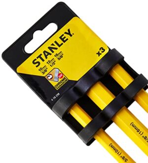 STANLEY Präzisionsflachmeißel-Set zum Bearbeiten von Fliesen mit Chrom-Vanadium Stahl, 3-teilig, Größen 10 x 140 mm, 12 x 150 mm und 16 x 170 mm
