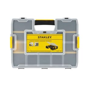 Professioneller Werkzeug-Organizer von Stanley mit innovativem Innenteiler-System, sicherer Aufbewahrung und verriegelbarer Deckel.