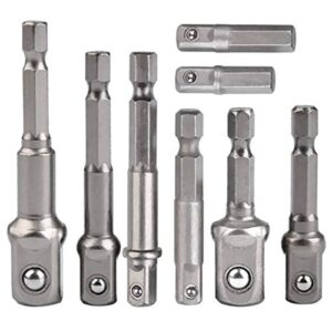 Hochwertiger Stecknuss-Adapter für Bohrmaschine und Akkuschrauber, 8-teiliges Set mit Adaptern für 1/4", 3/8", 1/2" und 1/4-Zoll-Sechskant