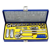 Hochwertiger Steckschlüsselsatz Chrom-Vanadium-Stahl 20 Teile 3/8 Lock-Drive Profil Metallbox Schrauben entfernen verrostete oder festsitzende Schrauben Werkzeugset für Reparaturen und Montagen