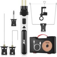 Elektrischer Styroporschneider mit LED-Vorleuchte und Kunststoffbox, ideal für Schnittkanten von Kunststoffen und Styropor