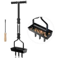 Rasenlüfter mit Ablageschale, 3 Kern Rasen Aerifizierer Hohlspoon Belüfter Hohlzinken für verdichtete Böden und Rasen, Gartenpflege