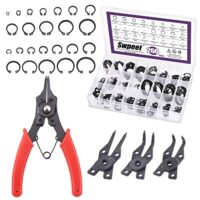 Vielseitige 4-in-1 Sprengringzange mit 6 Größen für Legierung und Stahl - Außenhalterungsringe, interne Sicherungsringe, Schnapphalter und Clip Ring Sortiment Kit
