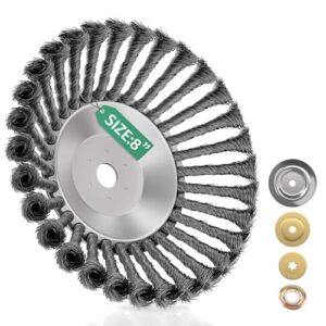 TGNISI Unkrautbürste für Freischneider, 25,4 mm Bohrung, Stahlbürste, Wildkrautbürste, Ersatztrimmaufsatz für Rasenmäher, effiziente Entfernung von Unkraut und Moos