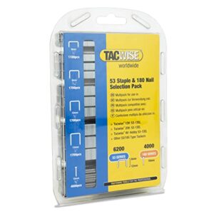 Tacwise 1628 Typ 53 Heftklammern in verschiedenen Größen & Typ 180 (18G) / 10mm Nägeln, verzinkt, Packung mit 6.200 Heftklammern und 4.000 Nägeln