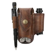 Ergonomische Multitool-Lederscheide mit Taschenlampe, Stift und Messerholster für Alltag und Überleben
