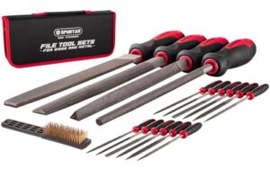 18 Stück Feilen-Set, T12-Hochkohlenstoffstahl, Tragtasche, Ergonomische Gummigriffe, Metallfeile, Nadelfeile, Drahtbürste, Handschuh, DIY-Fertigung