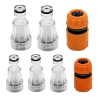 Tulov 5 Stück Gartenschlauch Wasserfilter, 3/4 Zoll Wasser Vorfilter set, Wasserschlauch Filter mit 2 Schnelladapter für Hochdruckreiniger, Gartenpumpen, Gartenbewässerung, Wohnmobil