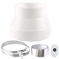 Reduzierstück für Dunstabzugshauber, Rundrohr Adapter 150mm auf 125mm mit 2 Edelstahl Schlauchschellen, Abluftschlauch Adapter für Lüftung Rundrohr Lüftungskanal