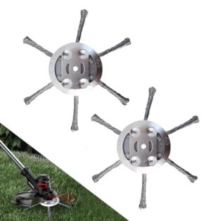 Hochwertige Unkrautbürste mit 2 Stücken, ideal für Freischneider und Rasentrimmer. Effektiv entfernt Unkraut, Moos und Wildkraut aus Rasen, Gärten und Gehwegen.