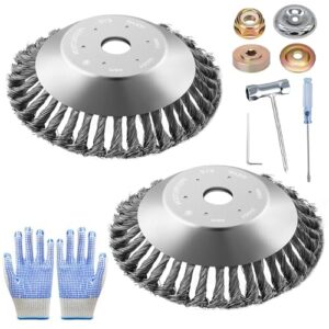 2Pcs Unkrautbürsten für Freischneider, hochwertige Stahl-Drahtbürsten mit 6 Zoll und 6 Zoll Länge, Drahtbürsten-Trimmer für Motorsense