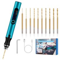 Wiederaufladbarer 3-Gang-Elektro-Mini-Bohrstift für DIY-Projekte, Handbohrer mit 10 verschiedenen Bohrern und drei Geschwindigkeitsstufen