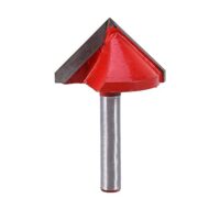 Hochwertiger V Nutfräser für Holzbearbeitung, Wolframstahl, 90 Grad, 6 mm Schaft, 32 mm Fräserdurchmesser, Gravur rot, Oberfräse