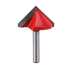 Hochwertiger V Nutfräser für Holzbearbeitung, Wolframstahl, 90 Grad, 6 mm Schaft, 32 mm Fräserdurchmesser, Gravur rot, Oberfräse