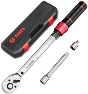 Drehmomentschlüssel 3/8 Zoll, 5-60Nm Fahrrad & Motorrad Drehmomentschlüssel Set mit 125mm Verlängerungsstange und Adapter für Fahrräder, Motorrad und Auto Zündkerzenwechsel