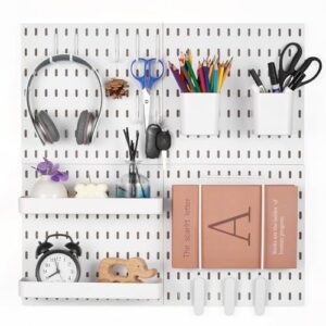 VEVOR Werkzeugwand, 28 x 28 cm, 4er-Set, kunststoffen Stecktafel-Wand-Organizer-Set mit Zubehör für Garage, Werkzeugaufbewahrung, Küche, Wohnzimmer, Bastelraum und Büro