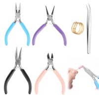 Komplett-Schmuckzangenset mit 4 verschiedenen Zangen für Schmuckherstellung und -reparatur, inklusive Spitzzange, Rundzange, Drahtschneider, Seitenschneider und Sprungringöffner sowie Pinzette