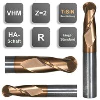 Vollradiusfräser mit TiSiN-Beschichtung, erhöhte Verschleißfestigkeit und verbesserte Wärmebeständigkeit für verschiedene Materialien wie Stahl, Edelstahl, Aluminium und Kunststoffe.