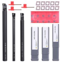 VerRich CNC-Drehbank Bohrstange, 3 Stück S07K/S10K/S12M-SCLCR06 Drehstahlhalter mit 10 CCMT0602-Einsätzen + 3 Schraubenschlüssel - Hochwertiges Werkzeug für Bearbeitung kleiner Löcher
