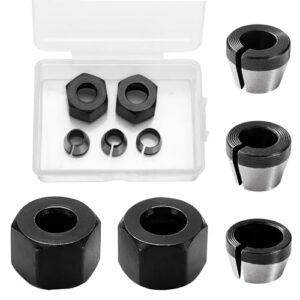 3 Stück Spannzangen Adapter, 6mm 6.35mm 8mm Spannzangenfutter für Geradschleifer Schneiden Graviermaschine mit 2 Stück Spannmutter