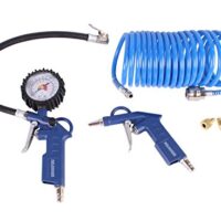 Druckluftset Zubehör für Kompressoren mit Reifenfüller, Spiralschlauch und Ausblaspistole