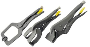 Breitmaulzange, C-Grip-Zange und 2-Punkt-Zange für schweißbegleitende Arbeiten, Werkzeugset aus hochwertigem Stahl, schnelle Öffnungsmechanik mit Rückholfeder, ideal für Handwerker und DIY-Fans