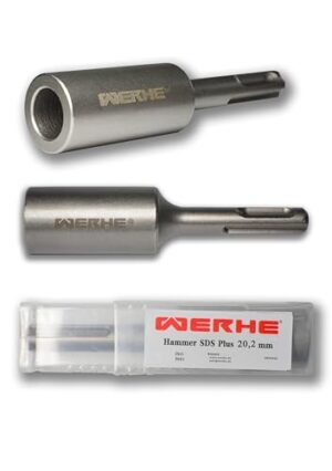 Erdnageleintreiber zum Einstecken von Tiefenerder Erder Erdung Staberder mit SDS Plus Aufnahme, innere Picket-Durchmesser 20.2 mm, ideal für Bohrungen in Erd- und Baustoffen