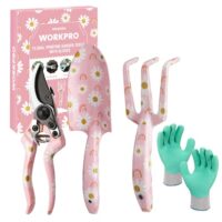 Gartenwerkzeug Set 4-TLG mit Geschenkverpackung, Gartenschaufel, Gartenschere, Gartenkralle und Handschuhe, ideal für Gärtnerinnen und Gärtner als Geschenk