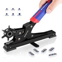 Hochwertige WORKPRO Lochzange für Leder, Revolverlochzange mit 6 Stanzgrößen und Heavy Duty Gürtellochzange für Uhrenarmbänder, Haustierkragen, Taschen, Schuhe und DIY-Projekte