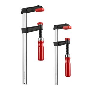 Zwei Schraubzwingen aus Stahl und Nylon mit einer Spannkraft von 272kg und einer Maultiefe von 50mm/80mm für präzises Fixieren in der Heimwerker- und Handwerkerausstattung.