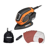 Ergonomischer Handschleifer zum Schleifen auch an schwerer zugänglichen Stellen, DUSTSTOP Mikrofilter für sauberes Arbeiten