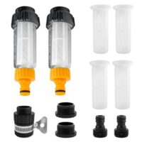 Wasserfilter für Gartenschlauch, 2 Stück 3/4 Zoll Vorfilter Gartenpumpe mit 4 Filtereinsatz & 5 Schnelladapter, Wasser Vorfilter Set für Hochdruckreiniger, Gartenpumpe, Wohnmobil