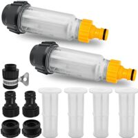 Wasserfilter für Gartenschlauch, 2 Stück 3/4 Zoll Wasser Vorfilter mit Filtereinsätzen und Schnelladern für Hochdruckreiniger, Gartenpumpe und Wohnmobil