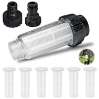 Wasserfilter Set, 3/4 Zoll Wasser Vorfilter mit 6 Stück Filtereinsatz und 2 Schnelladapter für Hochdruckreiniger, Gartenbewässerung, Wohnmobil, Haushalt