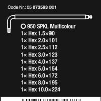 Hex-Plus 1 SB Winkelschlüsselsatz von Wera, Mehrfarbig, metrisch, BlackLaser, 9-teilig