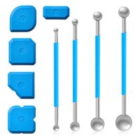 Werkzeug Schaber Kit Fugenglätter Set 9-teilig, silikonfugen abzieher, 4 Stück Silikonfugenglätter, 5 Stück Stahlkugel, Doppelend-Silikonfugenzieher, Abdichtungswerkzeugsatz für Fliesen