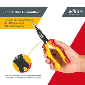 Wiha Flachrundzange Professionelle elektrische Zange mit Schneide gebogene Form, 40° Zuführen leicht gemacht, 200 mm, VDE geprüft, Werkzeug für Elektriker, professionell und hochwertig.