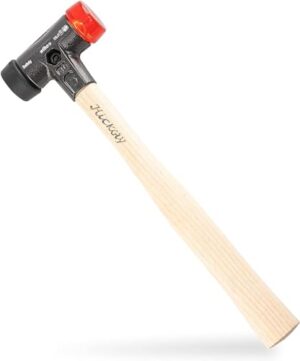 Wiha Schonhammer Safety mittelweich und hart - Gummihammer mit hochwertigem Hickory Holzstiel und Rund-Schlagkopf 30mm