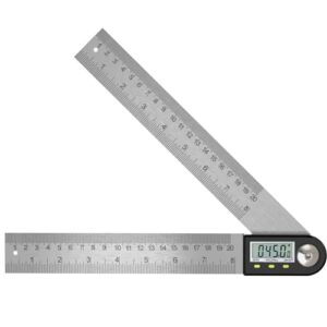 Digitaler Winkelmesser mit LCD-Anzeige und Edelstahl-Gehäuse zum Messen von Winkeln in Holzarbeiten, hohe Genauigkeit ± 0,3 Grad, Daten speichern und invertieren, kombiniertes Lineal und Winkelmesser
