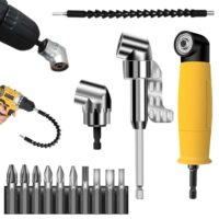 14 Stück Winkelschrauber Aufsatz Set, 105° Winkelschrauber Vorsatz Adapter mit Bohrer Verlängerung, Stecknussadapter Akkuschrauber, Winkelaufsatz für Akkuschrauber für Bauarbeiter
