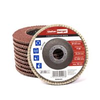Woltersberger Fächerscheiben Ø 125mm Korn 60, braun für Metall und Holz, Korund Winkelschleifer Schleifmop Lamellenscheiben Schleifscheiben