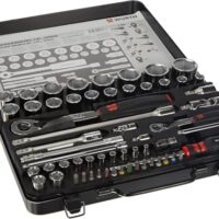 Würth Zebra Steckschlüsselsatz 1/4 + 1/2 Zoll Knarrenkasten 59 tlg. - Silber, Schwarz, Rot